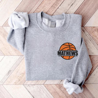 Customized Basketball Embroidered Sweatshirt, Game Day Basketball Hoodie, Embroidered Basketball Shirt, Basketball Season Long Sleeve Shirt