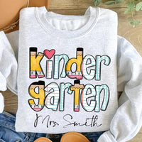 Custom Kindergarten Teacher Sweatshirt, Personalized Teaching Tee, Kindergarten Teacher Top, Custom Teaching Sweatshirt