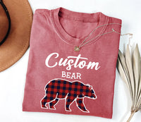 Custom Matching Christmas Bear Shirt, Bear Family Shirt, Personalized Buffalo Plaid Tee