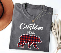 Custom Matching Christmas Bear Shirt, Bear Family Shirt, Personalized Buffalo Plaid Tee