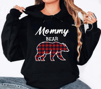 Custom Matching Christmas Bear Hoodie, Bear Family Shirt, Personalized Buffalo Plaid Hoodie