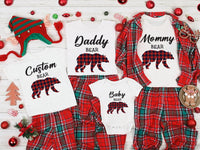 Custom Matching Christmas Bear Shirt, Bear Family Shirt, Personalized Buffalo Plaid Tee