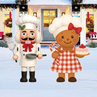 Christmas Yard Signs Chef Nutcracker & Gingerbread Decorations, Outdoor Lawn Stakes, Xmas Garden Party Display, Holiday Patio Decor