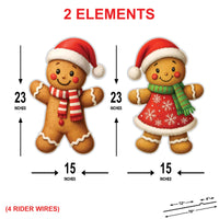 Gingerbread Couple Yard Signs, Christmas Outdoor Decorations with Stakes, Holiday Lawn Garden Decor, Cute Xmas Patio Display