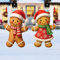 Gingerbread Couple Yard Signs, Christmas Outdoor Decorations with Stakes, Holiday Lawn Garden Decor, Cute Xmas Patio Display