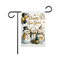 Happy New Year 2026 Garden Flag, Winter Snowman Firework Yard Flag, Holiday Welcome New Year Fence Front Porch Yard Decor, Eve Party Flag