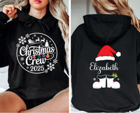 Christmas Crew Hoodie, Personalized Matching Family Shirt, Xmas Pajamas Top, Custom Family Christmas Hoodie, Front Back
