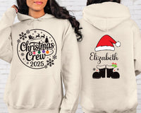 Christmas Crew Hoodie, Personalized Matching Family Shirt, Xmas Pajamas Top, Custom Family Christmas Hoodie, Front Back