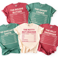 Funny Family Christmas Shirt, Group Matching Christmas Nutrition Facts Label Shirt, Custom Family Holiday Party Tee