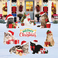 Meowy Christmas Cat Yard Signs, Holiday Outdoor Decorations, Cute Kitty Lawn Decor with Stakes, Festive Pet Garden Xmas Decoration