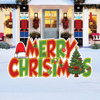 Meowy Christmas Cat Yard Signs, Holiday Outdoor Decorations, Cute Kitty Lawn Decor with Stakes, Festive Pet Garden Xmas Decoration