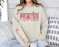Prayer Is My Love Language Sweatshirt, Christian Valentines Tee, Retro Checkered Valentine Jesus Sweatshirt