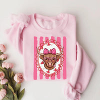 Valentine’s Day Highland Cow Sweatshirt, Preppy Valentines Tee, Love Western Valentine Sweatshirt