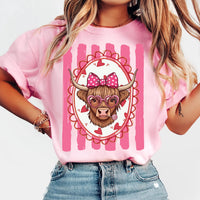 Valentine’s Day Highland Cow Shirt, Preppy Valentines Tee, Love Western Valentine Shirt
