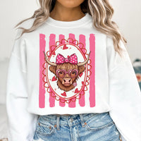 Valentine’s Day Highland Cow Sweatshirt, Preppy Valentines Tee, Love Western Valentine Sweatshirt