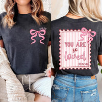 You Are So Loved Shirt, Preppy Coquette Valentine Tee, Valentine Hearts Shirt, Front Back