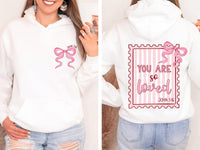 You Are So Loved Hoodie, Preppy Coquette Valentine Tee, Valentine Hearts Hoodie, Front Back