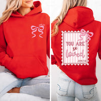 You Are So Loved Hoodie, Preppy Coquette Valentine Tee, Valentine Hearts Hoodie, Front Back