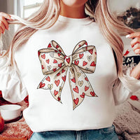 Coquette Bow Heart Sweatshirt, Valentine Bow Tee, Cute Heart Love Top, Girly Coquette Valentine Gift