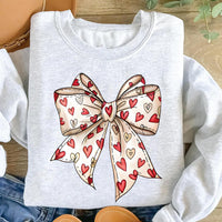 Coquette Bow Heart Sweatshirt, Valentine Bow Tee, Cute Heart Love Top, Girly Coquette Valentine Gift