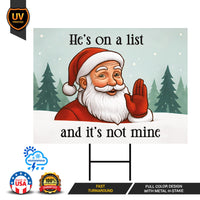 No Kings In America Yard Sign - He's on a list, Anti-Trump Sign, FDT Winter Santa Claus, Resist Fascism Yard Sign with Metal H-Stake