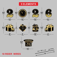 2026 New Year Yard Sign, Happy New Year Lawn Decoration with Stakes, Gold Black Party Outdoor Decor, Garden Holiday Display