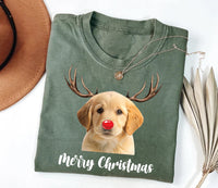 Personalized Photo Pet Christmas Shirt, Christmas Dog Cat Face Shirt, Custom Name Face Tee