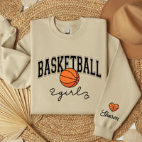Girls Basketball Sweatshirt, Basketball Girl Tee, Custom Basketball Sweatshirt, Front Sleeve