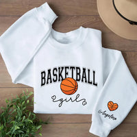Girls Basketball Sweatshirt, Basketball Girl Tee, Custom Basketball Sweatshirt, Front Sleeve