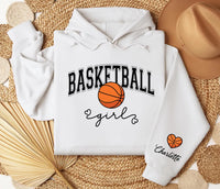 Girls Basketball Sweatshirt, Basketball Girl Tee, Custom Basketball Sweatshirt, Front Sleeve