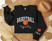 Girls Basketball Sweatshirt, Basketball Girl Tee, Custom Basketball Sweatshirt, Front Sleeve