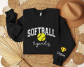 Custom Softball Girl Sweatshirt, Personalized Softball Name Tee, Softball Girl Gift, Softball Player Sweatshirt, Front Sleeve