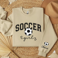 Custom Soccer Girl Sweatshirt, Soccer Girl Tee, Game Day Shirt, Girls Soccer Sweatshirt, Front Sleeve