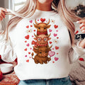 Highland Cow Valentine Sweatshirt, Valentine's Day Highland Cow Tee, Western Valentine Sweatshirt