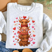 Highland Cow Valentine Sweatshirt, Valentine's Day Highland Cow Tee, Western Valentine Sweatshirt