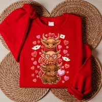 Highland Cow Valentine Sweatshirt, Valentine's Day Highland Cow Tee, Western Valentine Sweatshirt