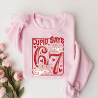 Cupid Days 67 Retro Love Sweatshirt, Funny 6 7 Valentines Day Tee, 6 7 Number Meme Sweatshirt