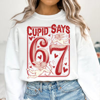 Cupid Days 67 Retro Love Sweatshirt, Funny 6 7 Valentines Day Tee, 6 7 Number Meme Sweatshirt