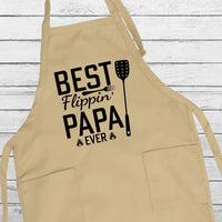 Papa Grilling Apron, Best Flippin’ Papa Grill Apron, BBQ Cooking Apron for Him, Funny Dad Apron, Father’s Day Gift, Custom Kitchen Apron