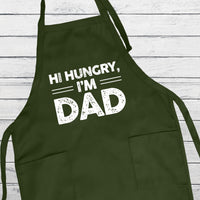 Hi Hungry I’m Dad Grill Apron, Funny BBQ Apron for Dad, Cooking Apron for Men, Father’s Day Gift, Cute Dad Joke Apron for Grill Lovers