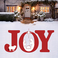 Nativity JOY Yard Sign with Stakes, Christmas Outdoor Religious Lawn Decor, Holy Family Nativity Scene Garden Decoration Porch Patio Xmas