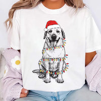 Custom Pet Christmas T-Shirt with Photo & Name, Personalized Pet Portrait Shirt, Custom Dog Cat Tee