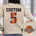 Personalized Basketball Sweatshirt, Team Name Shirt, Basketball Name and Number Sweatshirt, Front Back