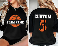 Personalized Basketball Shirt, Team Name Shirt, Basketball Name and Number Tee, Front Back