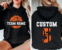Personalized Basketball Hoodie, Team Name Shirt, Basketball Name and Number Hoodie, Front Back