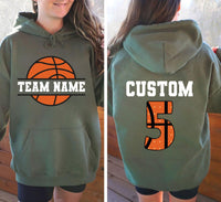 Personalized Basketball Hoodie, Team Name Shirt, Basketball Name and Number Hoodie, Front Back