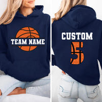 Personalized Basketball Hoodie, Team Name Shirt, Basketball Name and Number Hoodie, Front Back