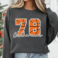 Personalized Basketball Number Sweatshirt, Custom Basketball Mom Tee, Basketball Fan Sweatshirt