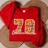 Personalized Basketball Number Sweatshirt, Custom Basketball Mom Tee, Basketball Fan Sweatshirt
