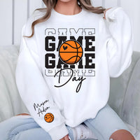 Game Day Basketball Sweatshirt, Custom Basketball Tee, Name on Sleeve Basketball, Game Day Sweatshirt, Front Sleeve